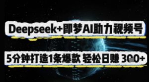 Deepseek+即梦AI助力视频号，5 分钟打造 1 条爆款，轻松日入3张+-润泽资源库