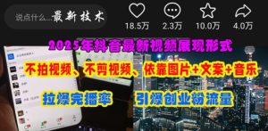 抖音最新视频展现形式，不拍视频、不剪视频、依靠图片+文案助推热门，引爆创业粉-润泽资源库