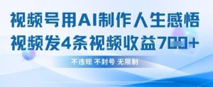 用AI做人生感悟视频，4条视频当天收益782-润泽资源库