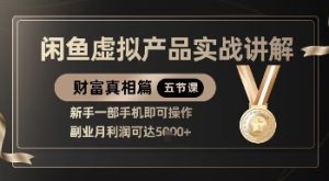 精品!闲鱼虚拟产品实战讲解,新手一部手机即可操作,副业月利润可达5k+-润泽资源库