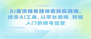 Ai全流程自媒体变现实战课,结合AI工具,从平台选择、剪辑入门到账号运营-润泽资源库