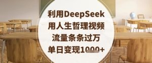 利用DeepSeek用人生哲理视频，流量条条过万，单日变现数张-润泽资源库