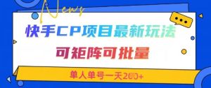 快手CP项目，最新交友赛道玩法，可矩阵可批量，单人单号一天2张+-润泽资源库
