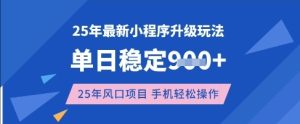25年3月最新小程序升级玩法,单日稳定收益数张,风口项目,一个手机轻松操作【揭秘】-润泽资源库