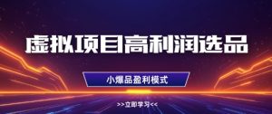 虚拟项目高利润选品方法,做好单店利润1W+,可多店倍增利润-润泽资源库