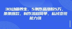 3D动画养生,5条作品涨粉5万,条条爆款,制作流程简单,私域变现能力强-润泽资源库
