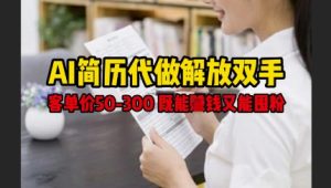 AI简历代做解放双手,客单价50-300不等,既能挣钱又能囤粉-润泽资源库