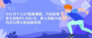 小红书个人IP陪跑课程,开启你职业生涯的PLAN-B,素人也能火成为百万博主的流量密码-润泽资源库