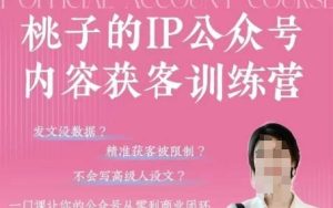 桃子IP公众号内容获客训练营(第3期)，一门让你公众号从0到商业闭环的课程-润泽资源库