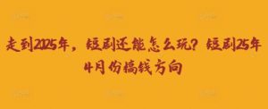 走到2025年，短剧还能怎么玩？短剧25年4月份搞钱方向-润泽资源库