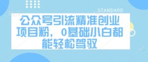 公众号引流精准创业项目粉，0基础小白都能轻松驾驭-润泽资源库