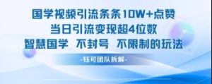 国学视频引流条条10W+点赞当日引流变现超4位数-润泽资源库