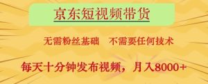 京东短视频带货,无需粉丝基础,不需要任何技术,每天十分钟发布视频,月入8k【揭秘】-润泽资源库