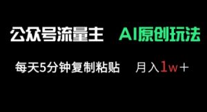 公众号流量主多赛道原创玩法,每天5分钟复制粘贴,月入1w+-润泽资源库
