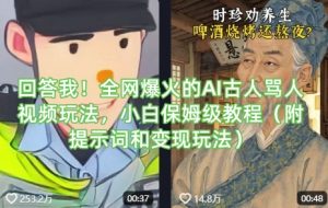 回答我！全网爆火的AI古人骂人视频玩法，小白保姆级教程（附提示词和变现玩法）-润泽资源库