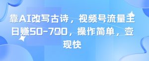 靠AI改写古诗，视频号流量主日入几张，操作简单，变现快-润泽资源库