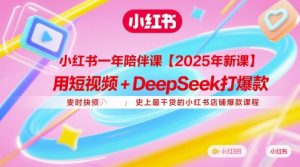 小红书一年陪伴课【2025年新课】，用短视频+deepSeek打爆款，史上最干货的小红书店铺爆款课程-润泽资源库
