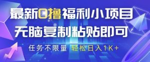 最新0撸福利小项目，抖音平台大放水，无脑复制粘贴 即可挣钱，任务不限量，轻松日入1K+【揭秘】-润泽资源库