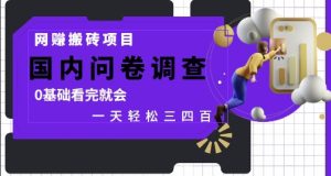 网创搬砖项目，国内问卷调查，0基础看完就会 一天轻松三四张，靠谱副业干就完了【揭秘】-润泽资源库