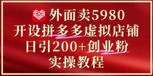 外面卖5980开设拼多多虚拟店铺:单日引流200+创业付费粉实战教程-润泽资源库