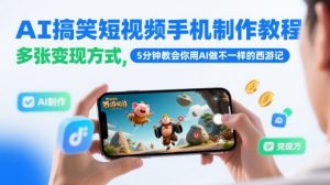 AI搞笑短视频手机制作教程，多张变现方式，5分钟教会你用AI做不一样的西游记-润泽资源库