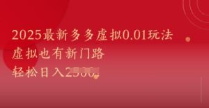 2025最新多多虚拟0.01玩法！虚拟也有新世界，轻松日入1k+-润泽资源库