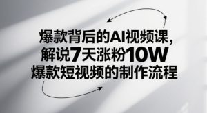 爆款背后的AI视频课,解说7天涨粉10W爆款短视频的制作流程-润泽资源库