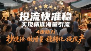 投流快准稳,实现精准海量引流,4步助力,抄捷径·做增量·稳转化·提投产-润泽资源库