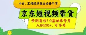 小白宝妈经济独立必备干货,京东短视频带货,亲测有效!0基础单号月入8k+,可多号【揭秘】-润泽资源库