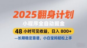 2025翻身计划,小程序全自动掘金,48小时可见收益,日入8张+,长期稳定靠谱,小白宝妈轻松上手【揭秘】-润泽资源库