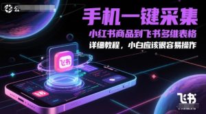 手机一键采集小红书商品到飞书多维表格，详细教程，小白应该很容易操作-润泽资源库