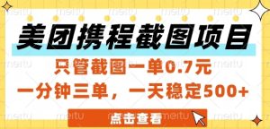 美团携程截图项目,只管截图一单0.7元,一分钟三单,一天稳定5张+【揭秘】-润泽资源库