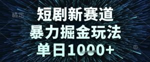 短剧新赛道，暴力掘金玩法，单日1k+【揭秘】-润泽资源库
