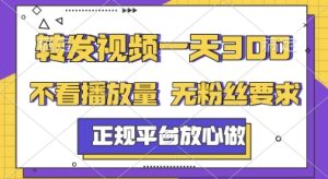 转发视频一天3张+,正规平台放心做,不看播放量,无粉丝要求,随时随地挣收益【揭秘】-润泽资源库