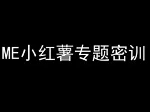 ME小红薯专题密训-小红书电商教程-润泽资源库