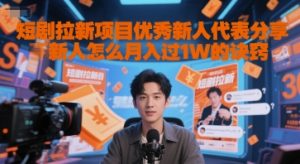 短剧拉新项目优秀新人代表分享新人怎么月入过1W的诀窍-润泽资源库