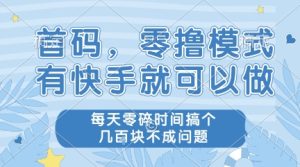 首码，零撸模式，有快手就可以做，每天零碎时间搞个几张不成问题【揭秘】-润泽资源库