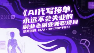 AI代写接单，永远不会失业的副业兼职项目，多劳多得，月入1-3W【SOP手册】-润泽资源库