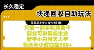 快递回收自助玩法,亲测只需一部手机就能干,新手小白当天上手,每天半小时白捡5张+【揭秘】-润泽资源库