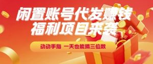 福利项目来袭，闲置账号代发挣钱，动动手指，一天也能搞三位数【揭秘】-润泽资源库