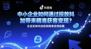 中小企业如何通过投放抖加带来精准获客变现？企业实体抖加投放精准变现秘籍-润泽资源库