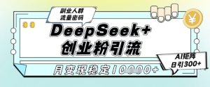 DeepSeek+创业粉精准引流,全新分享课4.0玩法,AI矩阵日引300+,多种变现方式,稳定月入1W-润泽资源库