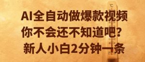 AI全自动做爆款视频，你不会还不知道吧？新人小白2分钟一条【揭秘】-润泽资源库