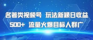 名著类视频号 玩法新颖日收益500+ 流量火爆目标人群广-润泽资源库