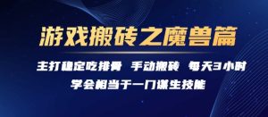 游戏搬砖之魔兽篇，稳定吃排骨每天3小时【揭秘】-润泽资源库