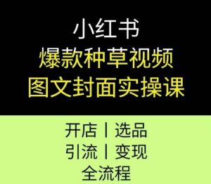 小红书爆款种草视频图文封面实操课，开店、选品、引流、变现全流程-润泽资源库