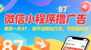 微信小程序看广告，单机一天87，新平台刚出几天，可批量操作，日入5张-润泽资源库