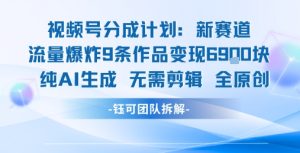 视频号新玩法 9条作品变现6.9k 纯AI生成无需剪辑全原创-润泽资源库