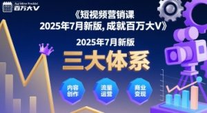 短视频营销课2025年7月新版,三大体系成就百万大V-润泽资源库