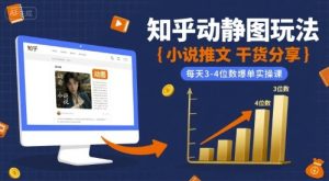小说推文干货分享之知乎动静图玩法，每天3-4位数爆单实操课-润泽资源库